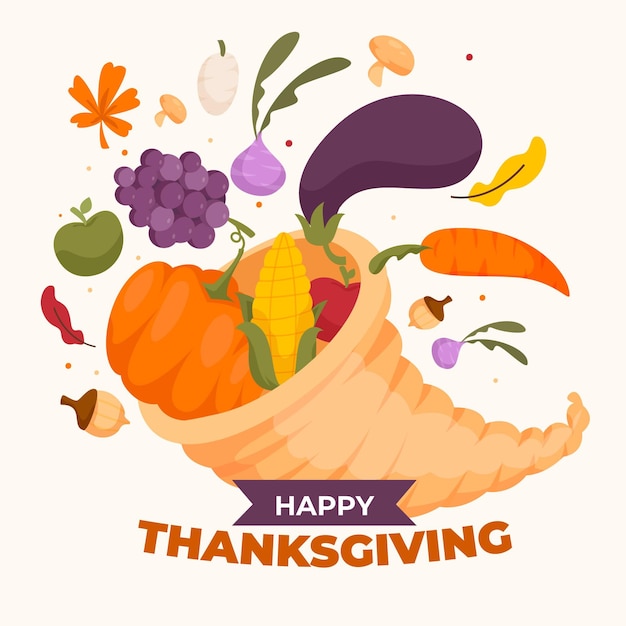 Free vector flat cornucopia illustration