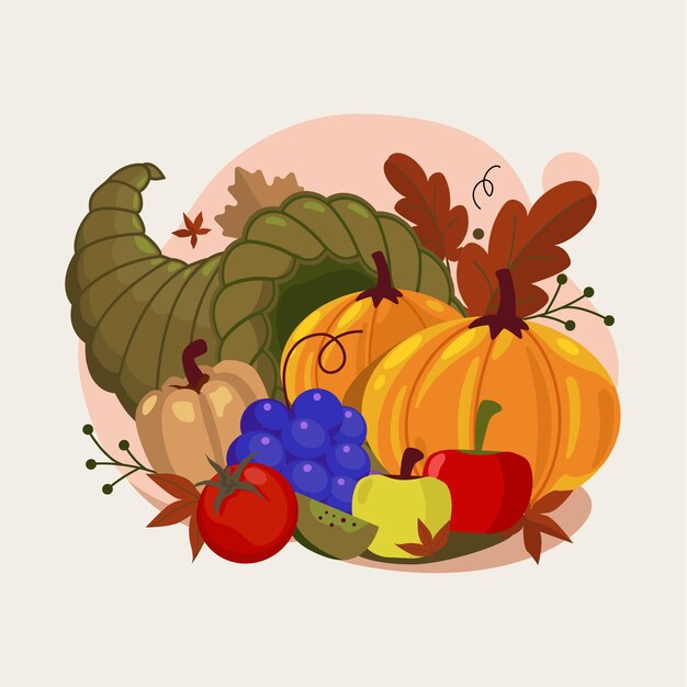 Flat cornucopia illustration