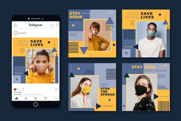 フラットコロナウイルスインスタグラムポストコレクション