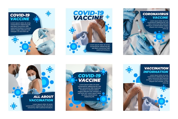 Vettore gratuito raccolta di post instagram piatto coronavirus