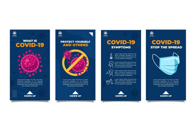 Free vector flat coronavirus instagram story set