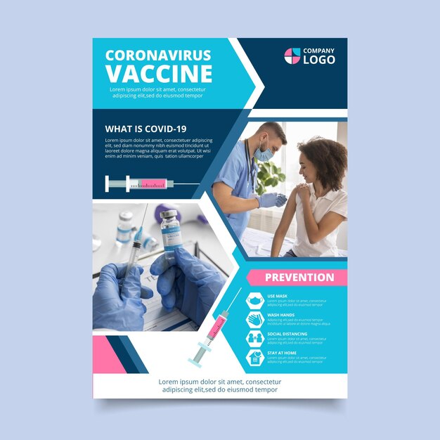 Flat coronavirus vaccination flyer template