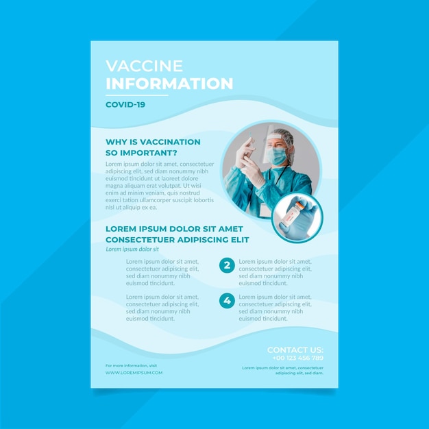 Free vector flat coronavirus vaccination flyer template