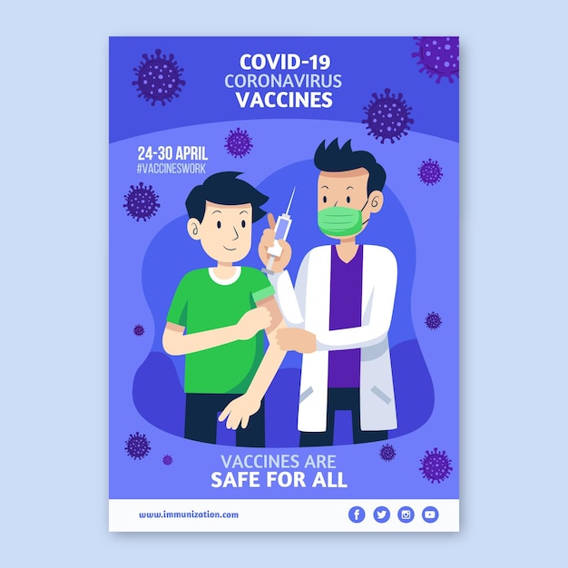 Free vector flat coronavirus vaccination flyer template