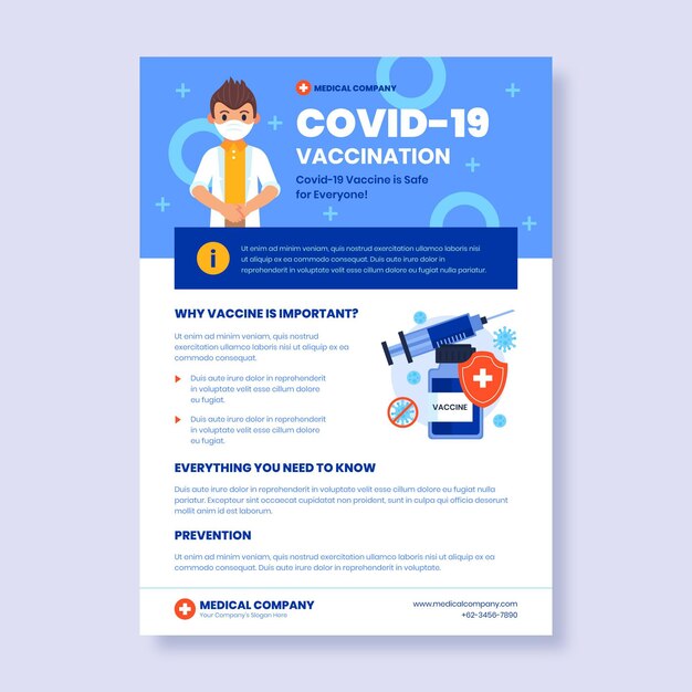 Flat coronavirus vaccination flyer template