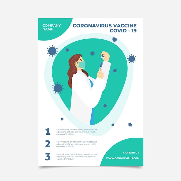 Free vector flat coronavirus vaccination flyer template