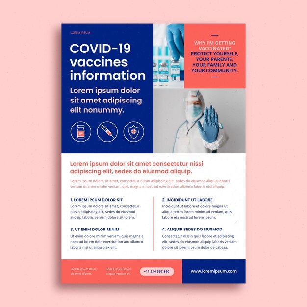 Flat coronavirus vaccination flyer template