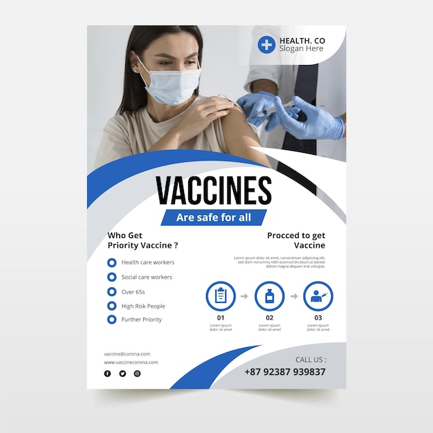 Free vector flat coronavirus vaccination flyer