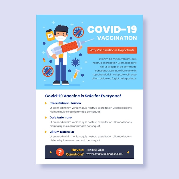 Free vector flat coronavirus vaccination flyer