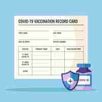 Free vector flat coronavirus vaccination record card template