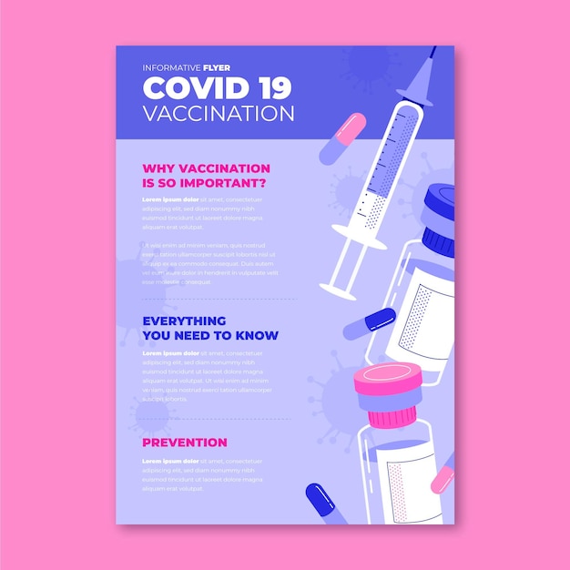 Free vector flat coronavirus vaccination vertical flyer template