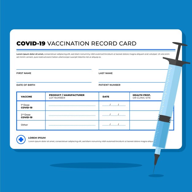 Flat coronavirus vaccine record card