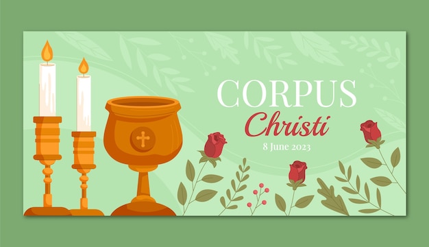 Modello di banner orizzontale piatto corpus domini