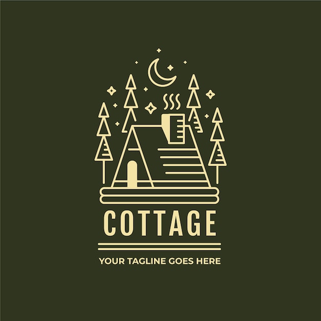 Vettore gratuito logo del cottage piatto