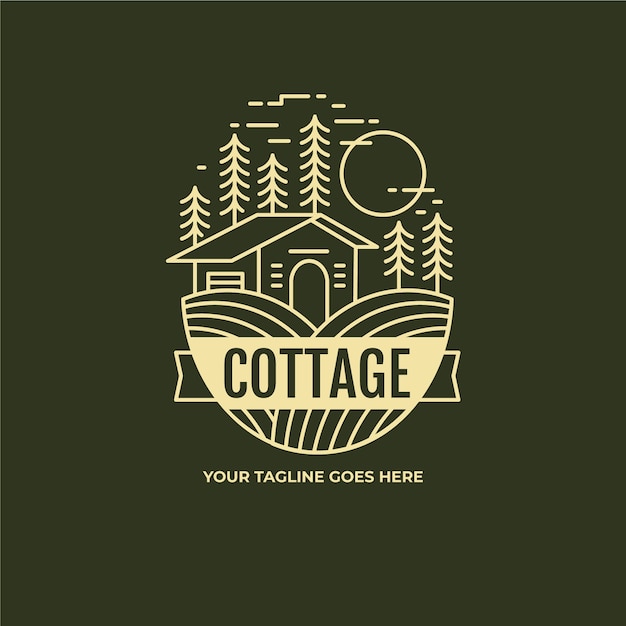 Vettore gratuito logo del cottage piatto