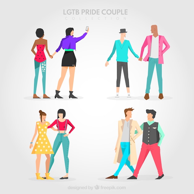 Free vector flat couple collection for lgtb pride