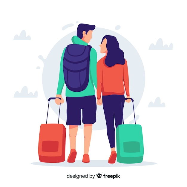 Free vector flat couple traveling