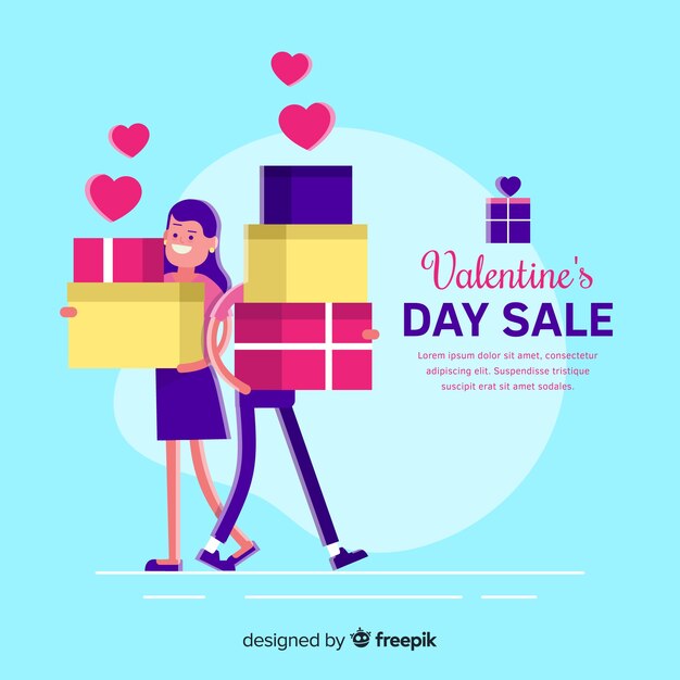 Flat couple valentine sale background