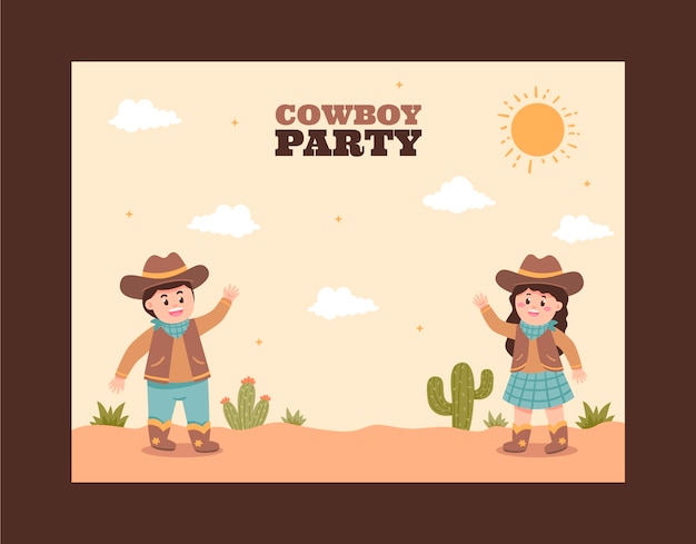 Free vector flat cowboy party photocall template