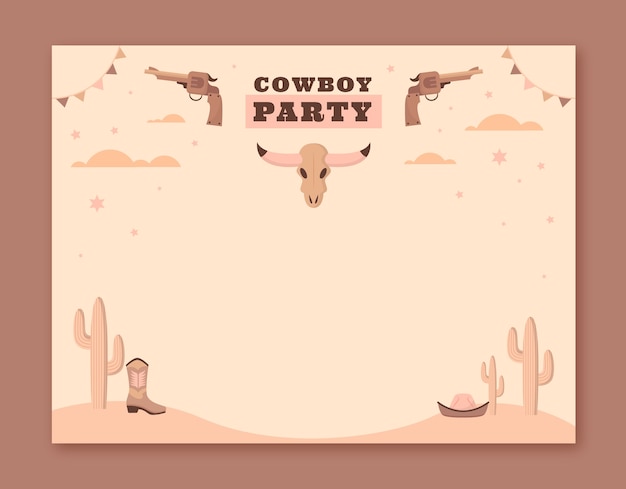 Flat cowboy party photocall template