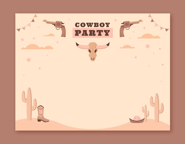 Flat cowboy party photocall template