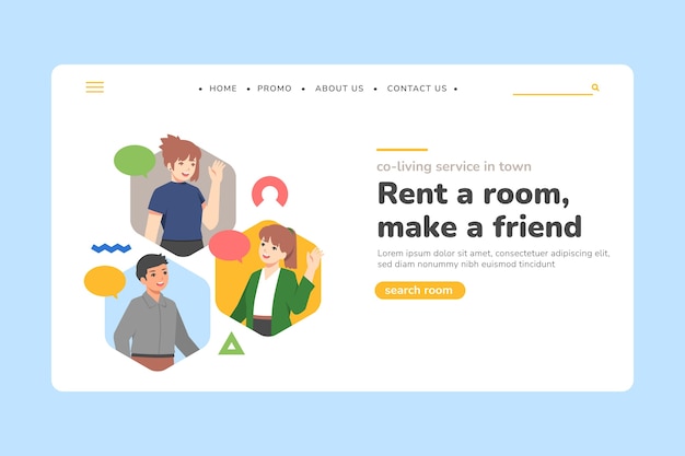 Free vector flat coworking space landing page template