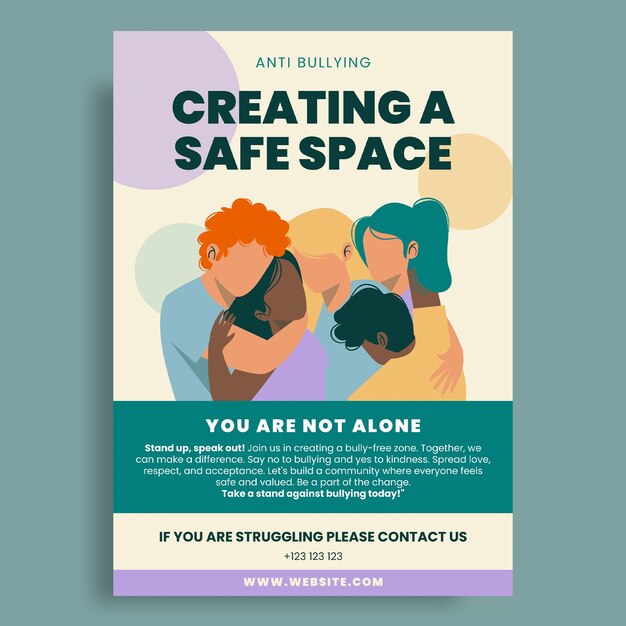 Flat creating a safe space antibullying poster