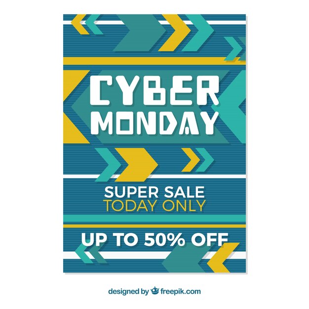 Flat creative cyber monday poster template