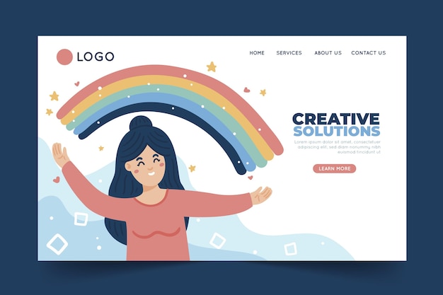 Flat creative solutions landing page template