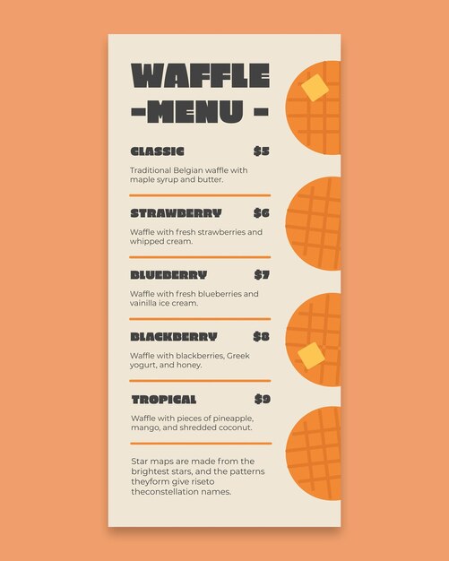 Flat creative vertical waffle menu