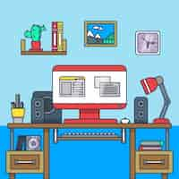 Free vector flat creative workspace