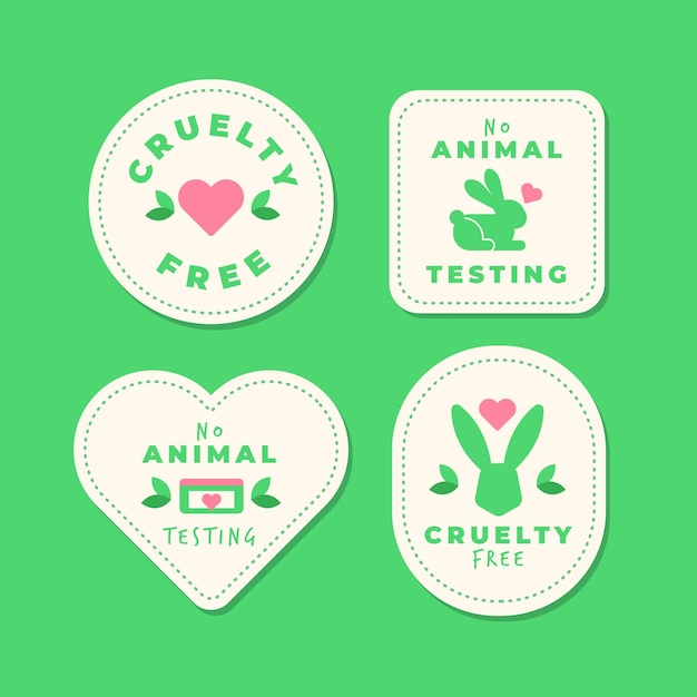 Vettore gratuito collezione di badge flat cruelty free