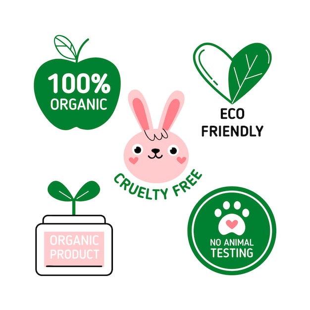 Vettore gratuito collezione di badge flat cruelty free