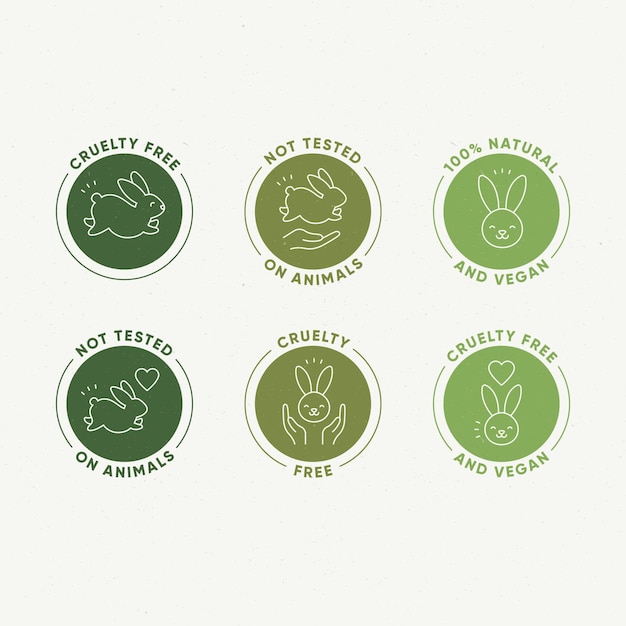 Vettore gratuito collezione di badge flat cruelty free