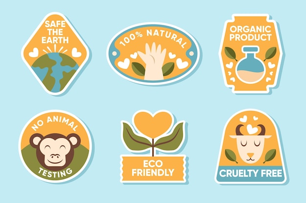 Collezione di badge flat cruelty free