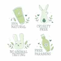 Vettore gratuito set di badge piatto cruelty free