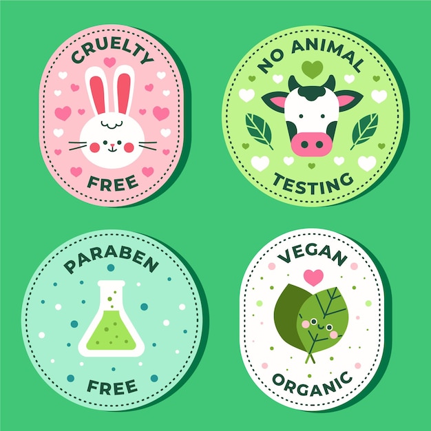 Flat cruelty free badge set