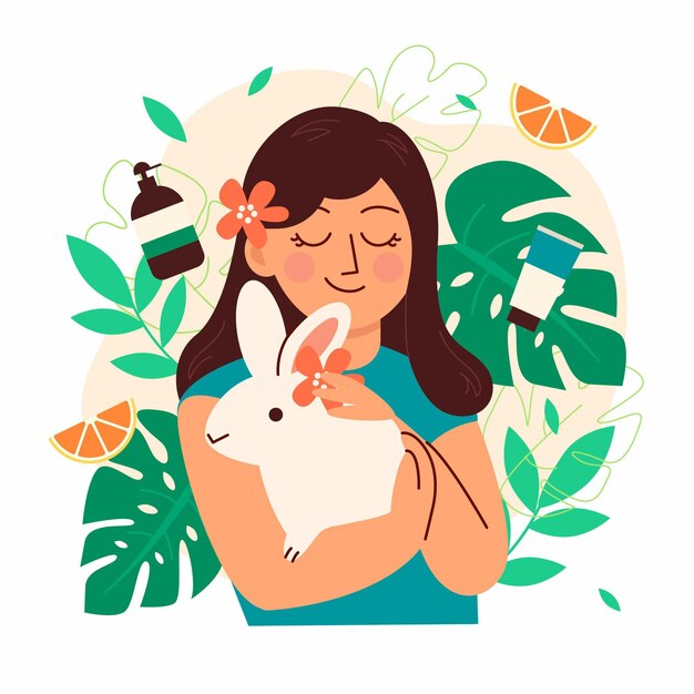 Flat cruelty free and vegan illustration