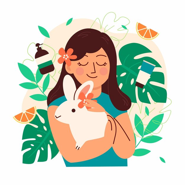 flat cruelty free and vegan illustration