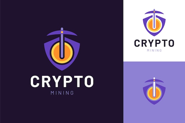 Vettore gratuito logo di mining di criptovalute piatto