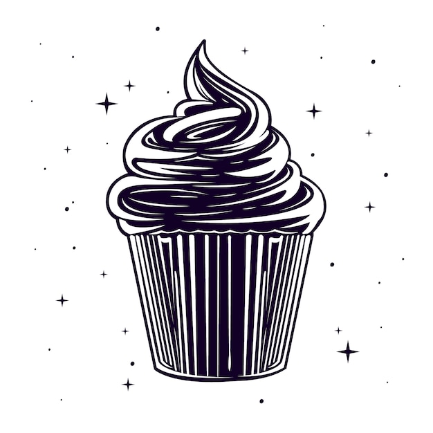 Vettore gratuito illustrazione della silhouette di cupcake piatto