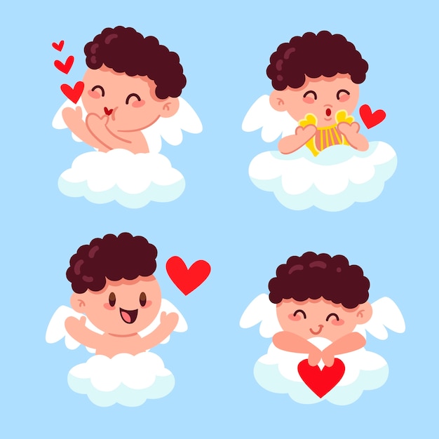 Free vector flat cupid character collection