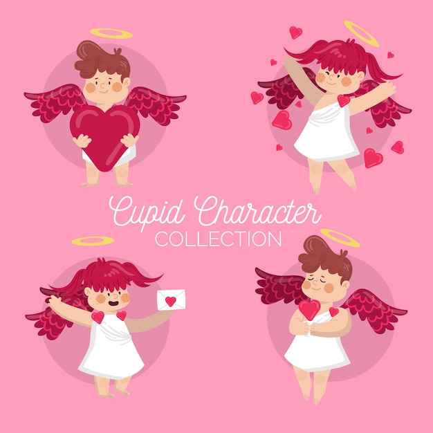 Collezione di personaggi cupido piatto