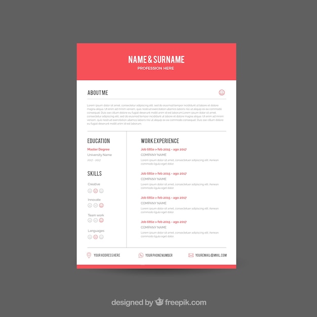 Free vector flat curriculum template