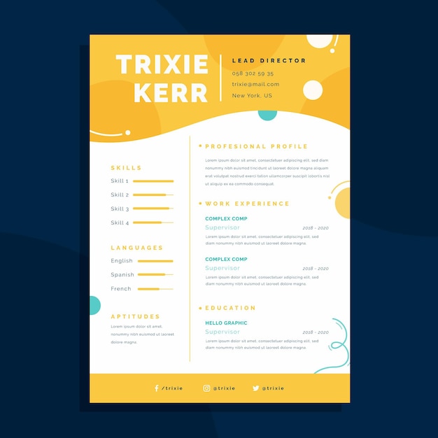 Free vector flat curriculum vitae template