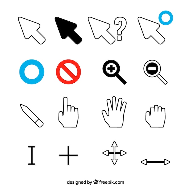 Free vector flat cursor collection