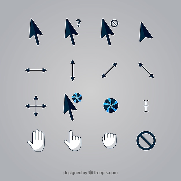 Free vector flat cursor collection