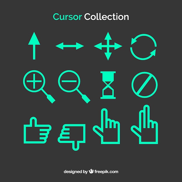 Free vector flat cursor collection