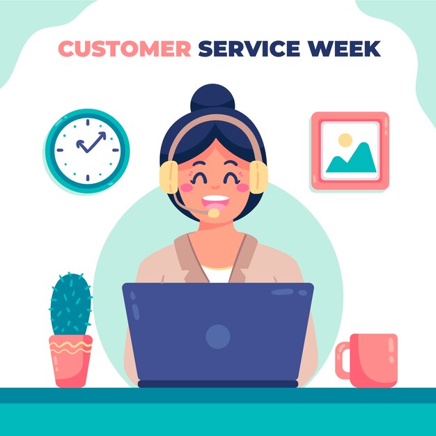 Flat customer service week illustration