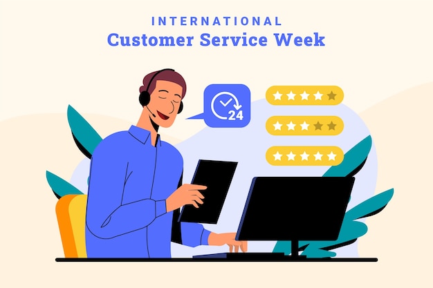 Плоская иллюстрация недели обслуживания клиентов